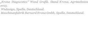 „Krone Diagnostics“ Wand Grafik. Stand Krone, Agritechnica 2015. Wndesign, Spelle, Deutschland. Maschinenfabrik Bernard Krone Gmbh, Spelle, Deutschland.